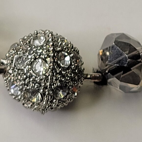 Multistrand Black Beaded Necklace Shiny Grey and Black Beaded Necklace - Picture 10 of 11